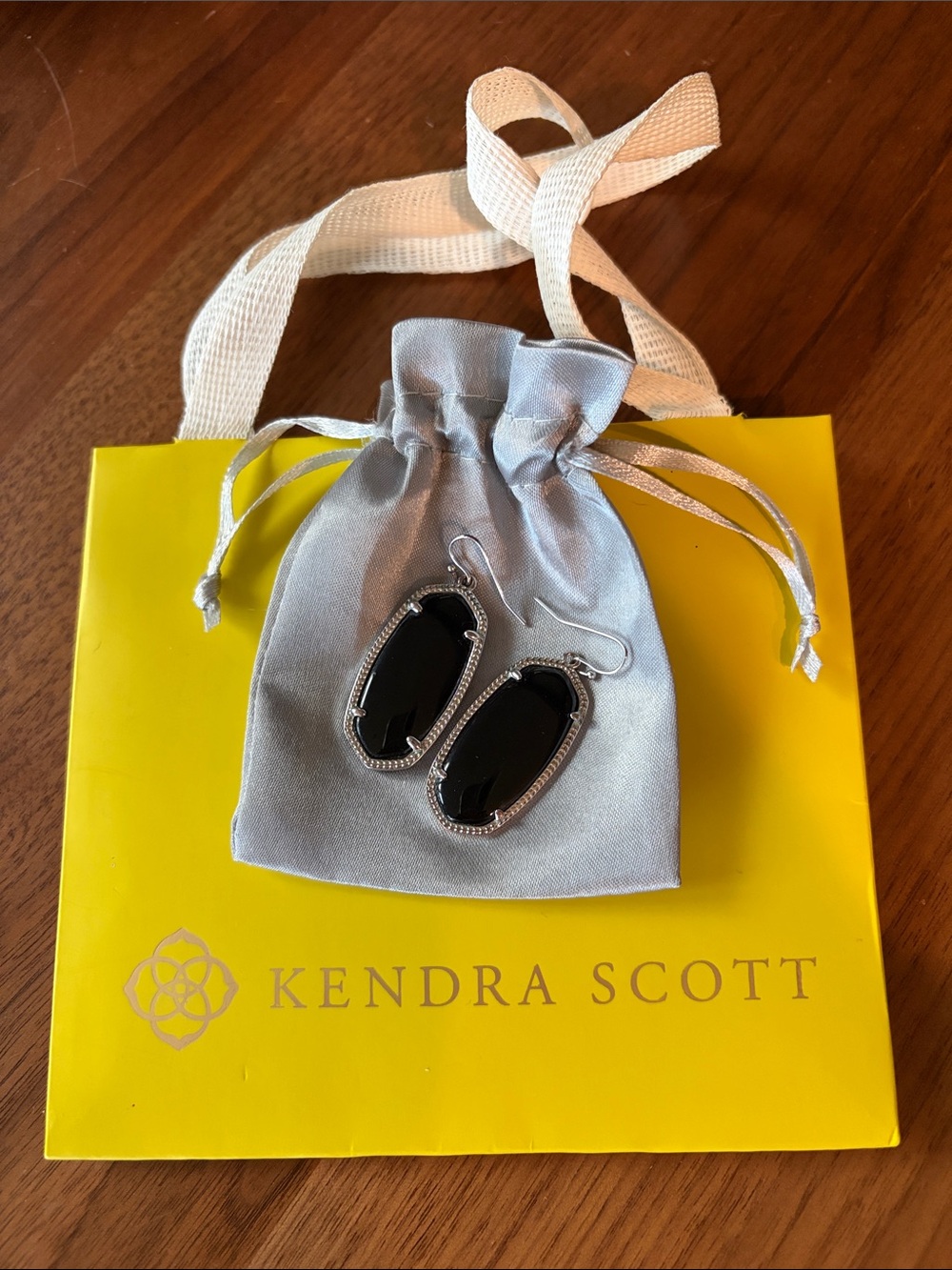Kendra Scott Black & Silver Elle Drop Earrings
